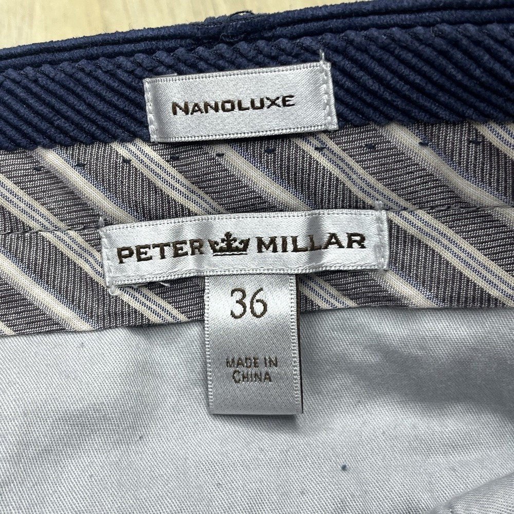 Peter Millar Mens Corduroy Nanoluxe Pants Flat Front Soft Blue Men's Size 36 - Picture 6 of 16